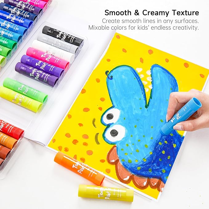 Shuttle Art Tempera Paint Sticks, 60 Pack, 2 Sets of 30 Colors Solid Tempera Paint, Washable, Super Quick Drying, Works Great on Paper Wood Glass Ceramic Canvas for Class School