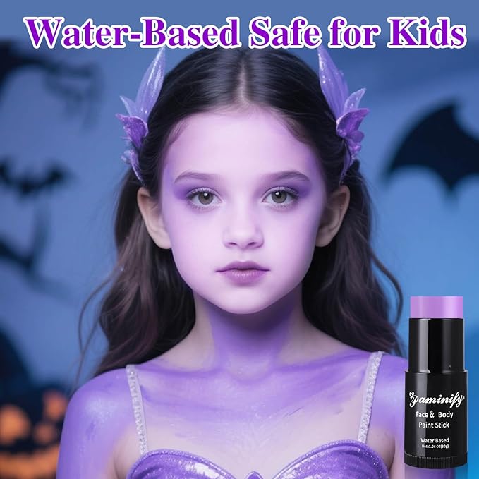 Light Purple Face Paint Stick,Water-Based Lavender Purple Body Paint Stick,Washable Halloween Face Painting for Ursula Sea Witch Costume,Professional SFX Makeup for Cosplay,1.06 OZ