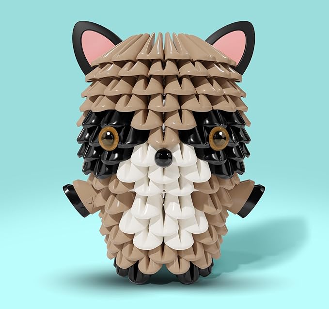 Animals 3D Soft Building Blocks - Cute Animal Kit, Pressure-Relief, STEM Educational Toys, Enhance Hands-On Skills Interlocking Building Blocks (1102-RACOON)
