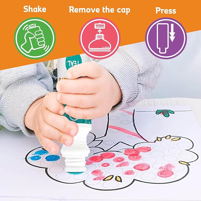 Dot Markers for Toddlers 1-3, 10 Colors Washable Bingo Daubers, Dot Art, Toddler Art and Crafts, Bingo Markers, Includes Free Dot Art Activity Book