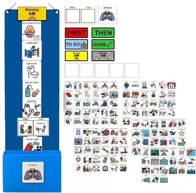 Visual Schedule for Kids – 133 Durable Plastic Picture Cards with Soft Loop Coins | Daily Routine & Chore Reward Chart for Home, School, Autism, ADHD & Special Needs Behavior Support