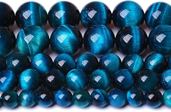 75PCS 10MM Blue Tiger Eye Beads Natural Stone Gemstone Spacer Loose Beads for Jewelry Making DIY Bracelet Semi Precious Beads 2 Strands