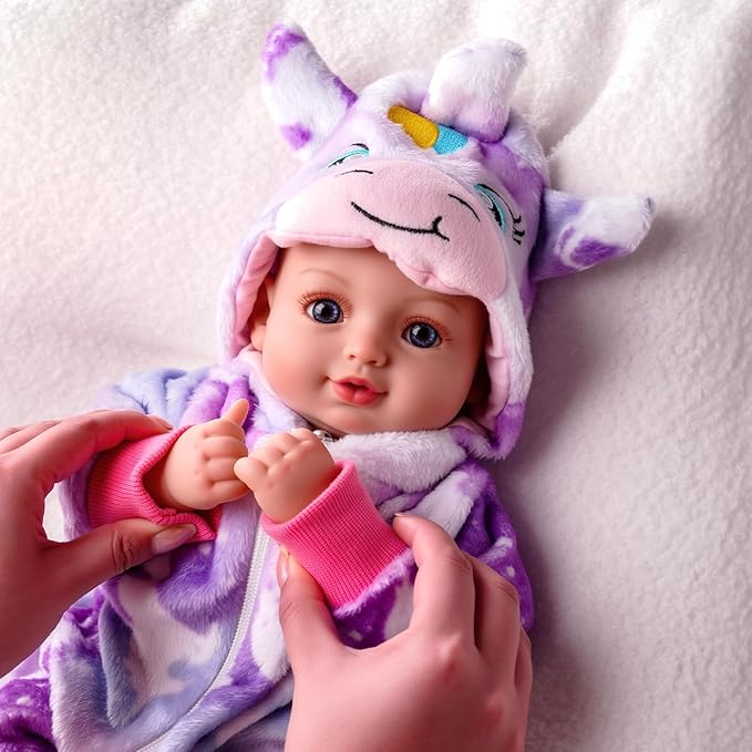 BABESIDE Baby Doll Girl - 15-Inch Realistic Baby Doll with Blue Eyes, Soft Body in Unicorn Outfit Life Like Baby Dolls That Look Real for 3 4 5 6 7 8 9 Years Girl, Birthday Gift and Pretend Play