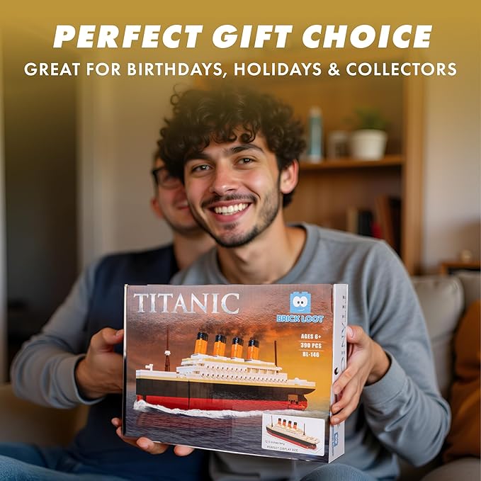 Brick Loot Titanic Building Set – 390-Piece Lego Compatible Ship Model Kit for Adults & Kids, DIY Mini Bricks 3D Puzzle STEM Toy, Collectible Display, Gift for Ship Lovers (Large)