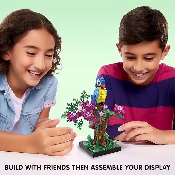 Micro Brick Flower Parrot Toy Building Sets, Home Decor and Office Art Creative Gift, DIY Plant Model for Adults, for Teens Ages 8+ Kids