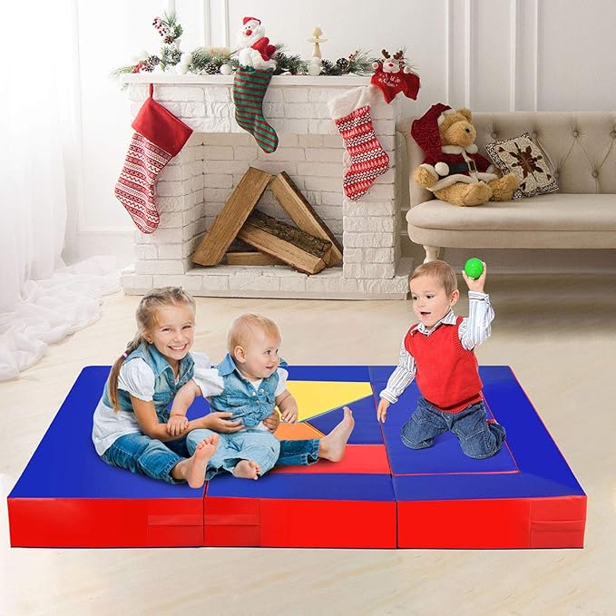 Costzon 4-in-1 Unique Shapes Convertible Climb and Crawl Foam Set for Climbing, Crawling, Sliding, 8-Piece Colorful PU Activity Play Soft Zone for Baby, Preschooler (Assorted)
