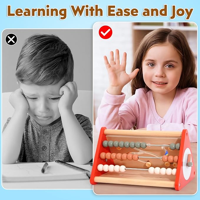 Preschool Learning Toys for Toddlers 2-4, 5-in-1 Montessori Math Manipulatives Number Counting Blocks Abacus Fraction for Kids, Educational Toys for 3-5 Year Old Boys Girls Birthday Gifts