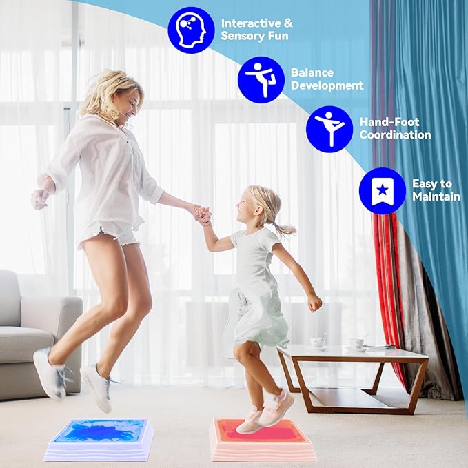 Art3d 12×12 Inch Sensory Interactive Yellow-Red Liquid Motion Tiles for Toddlers Kids & Adult - Touch Sensitive 7 Color Changing Flooring Tile for Home Décor, Indoor & Outdoor Activities, 1-Pack