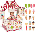 Icecream Cart for Kids,30 Pcs Pretend Play Food Truck, Fort Building STEM Toys Kit ,Ice Cream Shop,Grocery Store Pretend Play,Kids Toys for Girls & Boys(Ages 3+)
