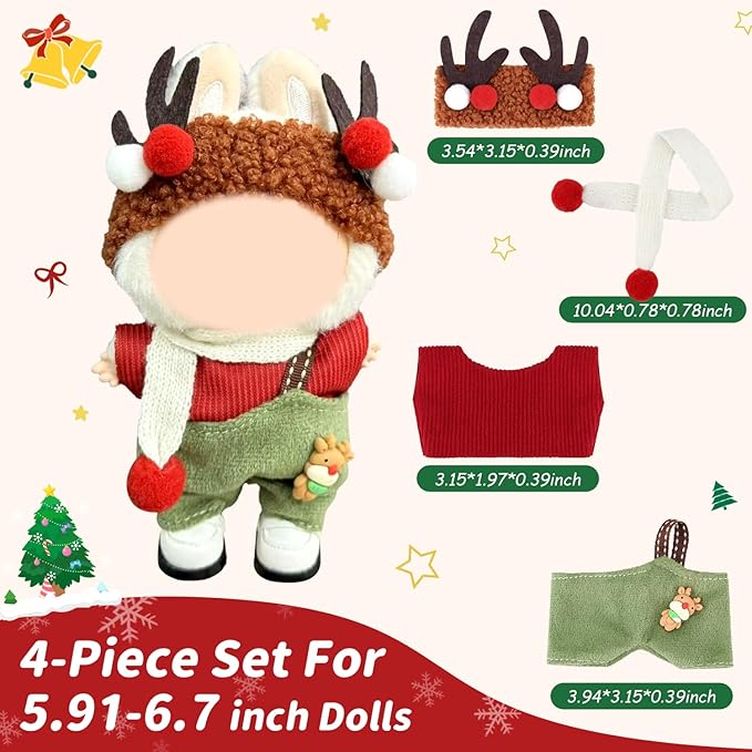 Doll Clothes 17cm/15cm Outfit Set Party Clothes High-End Fashion Outfits Suitable Accessories Christmas Cloak Halloween Premium Clothing 5.91-6.7 inch (No Doll) (LBB-260)