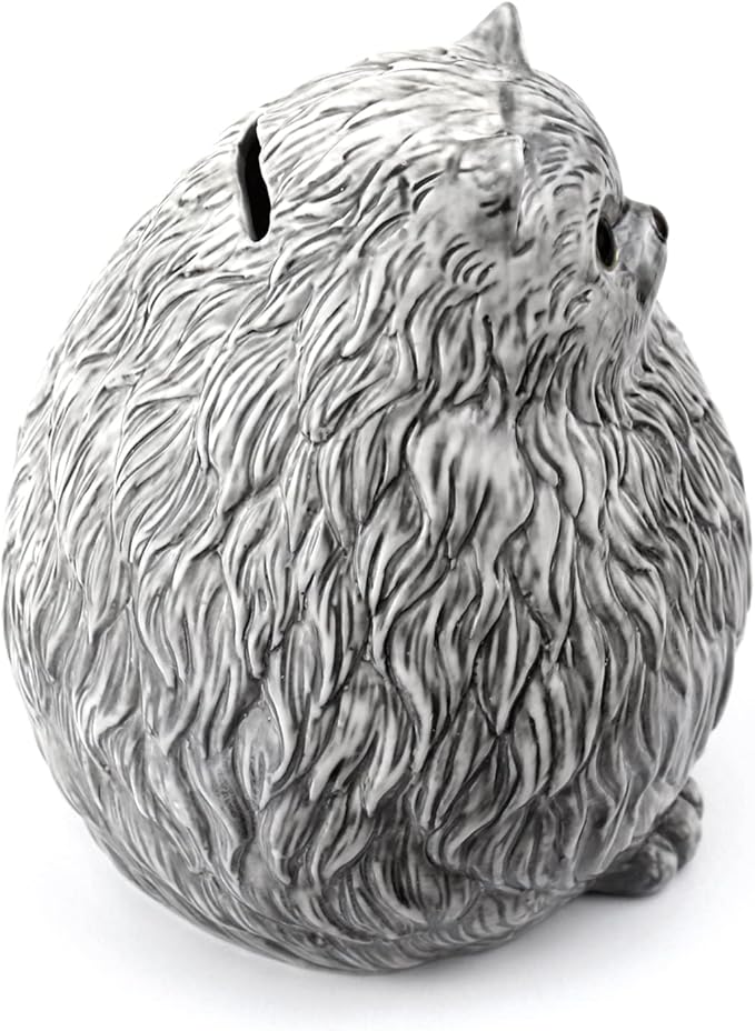 Winsterch Ceramic Piggy Bank for Boys and Girls - Money Saving Box for Kids and Adults, Grey Cat Design, 7.49 x 5.9 Inches