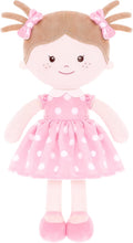 Onetoo Plush Rag Doll Sleeping Cuddle Buddy Doll Soft Baby Doll for Girls First Baby Doll Wear Pink Skirt Dress 14"（Milly Series）