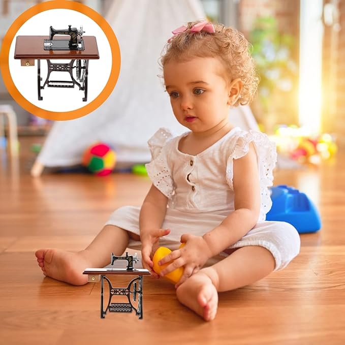 Alipis Mini Sewing Machine Miniature Sewing Model Tailor Toy 1:12 Scale Furniture Accessories Pretend Toys Table Accessories Tabletop Sewing Room Decor