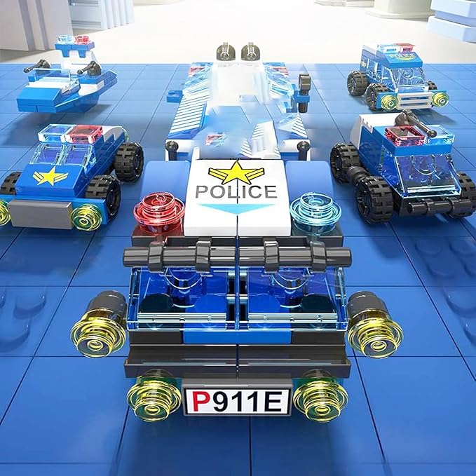 Police Car Toy Building Set for Kids Ages 5-12 | 147-Piece Construction Toy with Moving Wheels Car Chase Adventure Playset