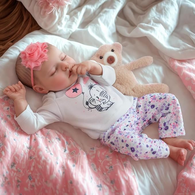JIZHI Lifelike Reborn Baby Dolls Girl, 17 Inch Real Baby Doll Soft Body Realistic Newborn Vinyl Silicone Baby Doll Full Body Poseable Real Life Baby Dolls with Feeding Kit Gift Box for Kids Age 3+