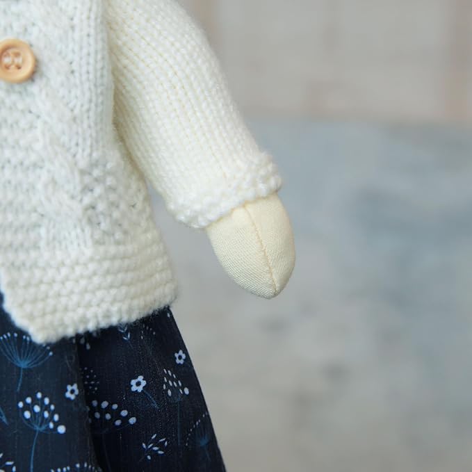 BlissfulPixie Handmade Soft Girl Rag Doll - Ella 12" with Cute Stuffed Plush, Ideal First Doll for Babies & Toddlers