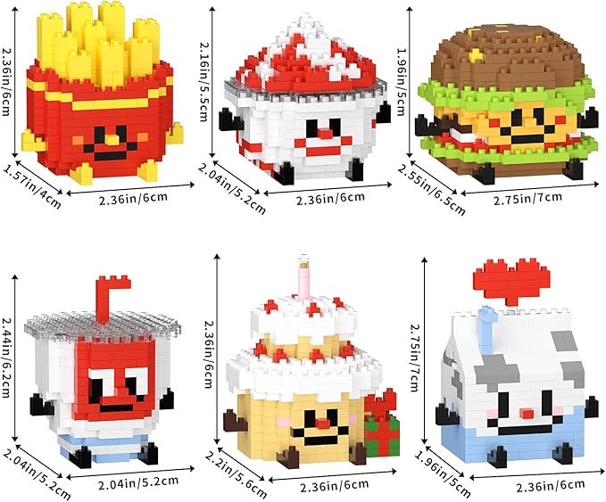 Brands Food Micro mini Blocks Building Sets for Adults Tasty tinies Friends Sets for Kids French Fries、Cake、cola、Burger、ice Cream for 8-12