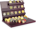 Challenge Coin Display Stand - 11 Rows Military Coins Holder Rack, Wooden Coin Collection Case for Table Top Display
