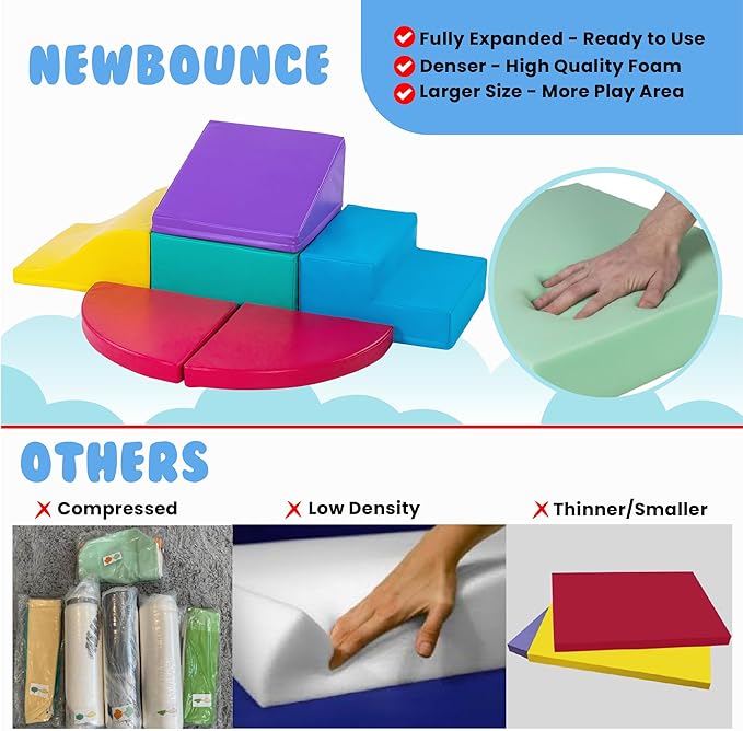 New Bounce Toddler Climbing Toys - Soft Play Set for Kids - Foam Climbing Blocks - Safe Soft Gym Equipment - Great for All Ages