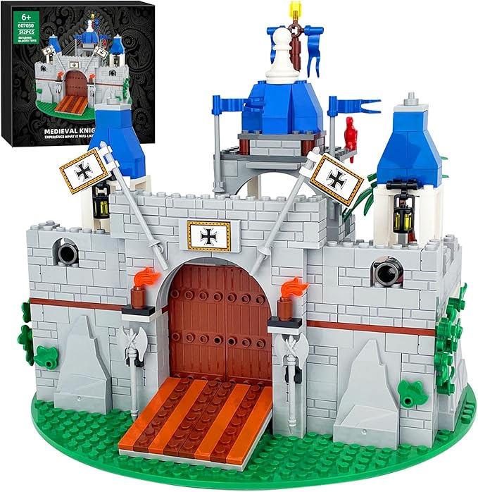 Medieval Knight Castle Building Blocks Set – Comes with 12 Knights Figures , Compatible with Lego Medieval Town Square House Toys , for Adults & Children Ages 6+