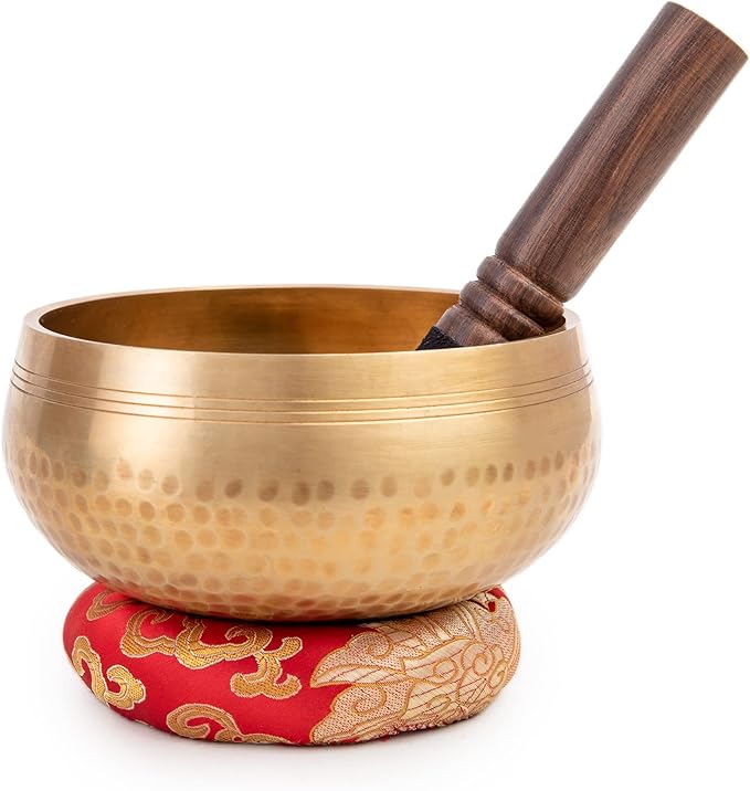 Tibetan Singing Bowl Set - Easy To Play for Beginners - Authentic Handcrafted Mindfulness Meditation Holistic Sound 7 Chakra Healing Gift by Himalayan Bazaar (6")