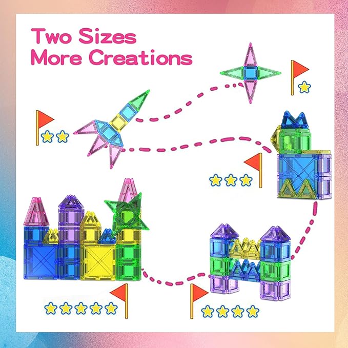 78PCS Magnetic Tiles Mini Travel Kids Set, Learning Sensory Toys，Preschool Classroom Magnetic Blocks Building Kids Toys & Games, for 3-8 Year Boys Girls Birthday Gift
