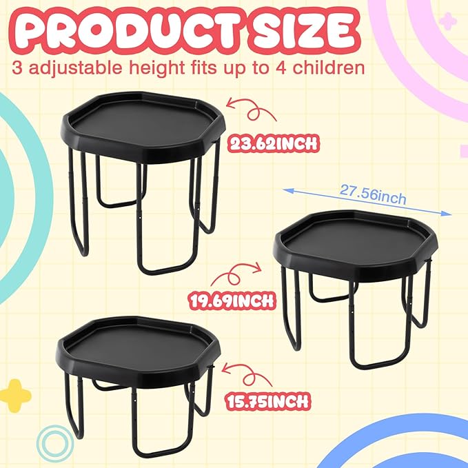 28'' Sensory Tray Large Size Durable Portable Play Tuff Tray with Adjustable Height Stand for Kids Toddlers Indoor Outdoor for Sand Water Block Pasta Rainbow Rice Christmas Novelty Gifts(27.56 Inch)