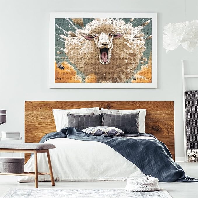 Sheep for Adults Fun 1000 Pieces 3D Animal Thickened Wooden Jigsaw Puzzle Toy Intellectual Game Stress Relief Toy Education Game Home Decoration Challenge Educational 1000pcs (75x50cm)