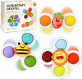 Fidget Sensory Toys for Airplane Travel Essential Activities, Suction Fidget Spinner for Babies Boy Girl Car Rides Montessori Bath Toy Gifts for 12+ Month Babies Toddlers 1 2 3 Year Old
