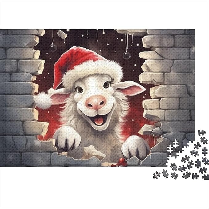 Sheep for Adults Fun Thickened Wooden Jigsaw Puzzles 1000 Piece 3D Animal Stress Relief Home Decoration Toy Intellectual Game Education Game Challenge Educational 1000pcs (75x50cm)