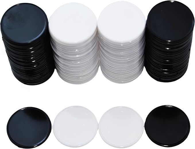 Smartdealspro Set of 100 1 Inch Opaque Plastic Learning Counters Mini Poker Chips Game Tokens with Storage Box (2 Color-Black&White)