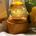 Ornalrist 3D Solar System 2.36“ Crystal Ball with Rotated Wood Bases, Space Decor Astronomy Gifts for Women Men Physics Enthusiasts Science Teacher Planet Lamp Universe Night Light