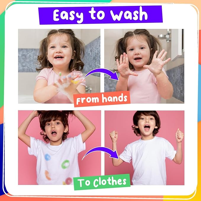 Chalkola 6 Washable Dot Markers for Toddlers 1-3 | Non Toxic Bingo Daubers for Toddlers 2-4 | Preschool, Kindergarten Paint Stamp Markers Set - Dot Art and Crafts Supplies for Kids