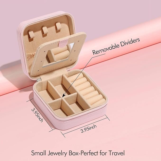 Parima Travel Essentials for Women Jewelry Box, Travel Accessories for Teen Girls Trendy Stuff | Necklace Organizer Earrings Organizer Ring Organizer - Letter W, Pink