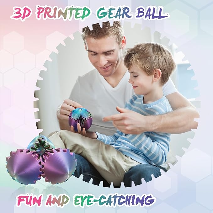 Gear Ball-3D Printed Gear Sphere,3D Printed Spin Ball Cube Fidget Toy,The Steampunk Whirling Wonder Fidget Ball Toy