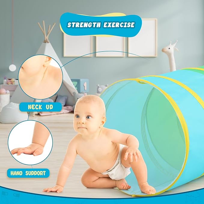 PigPigPen Kids Tunnel for Toddlers,Pop Up Play Tunnel Tent for Babies or Dogs, Indoor & Outdoor Toys for Kids Backyard Playset (Cotton Play Tunnel)