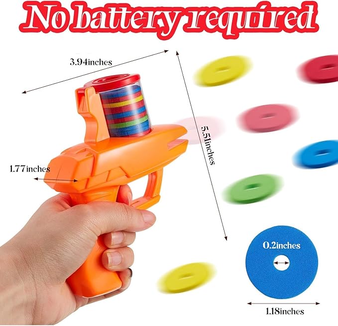 Sumind 2 Pieces Foam Disc Launcher Zip Shot Shooter Disc Shooter (Red, Orange)