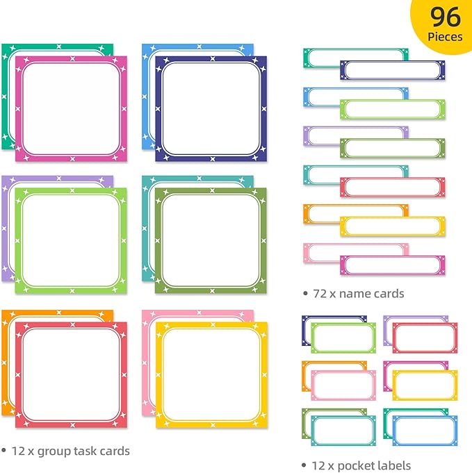 REGELETO Small Group Management Pocket Chart with 96 Cards Classroom Jobs Chart Small Group Organizer and on Task for School Teacher Elementary Preschool Learning Supplies (Black)