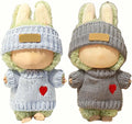 2 Sets for Clothes 17cm/15cm Outfits (4 Pieces) Accessories Handcrafted Crochet Doll Clothes for Fashion Designer Ropa Collection with Hats & Sweater Blue&Grey