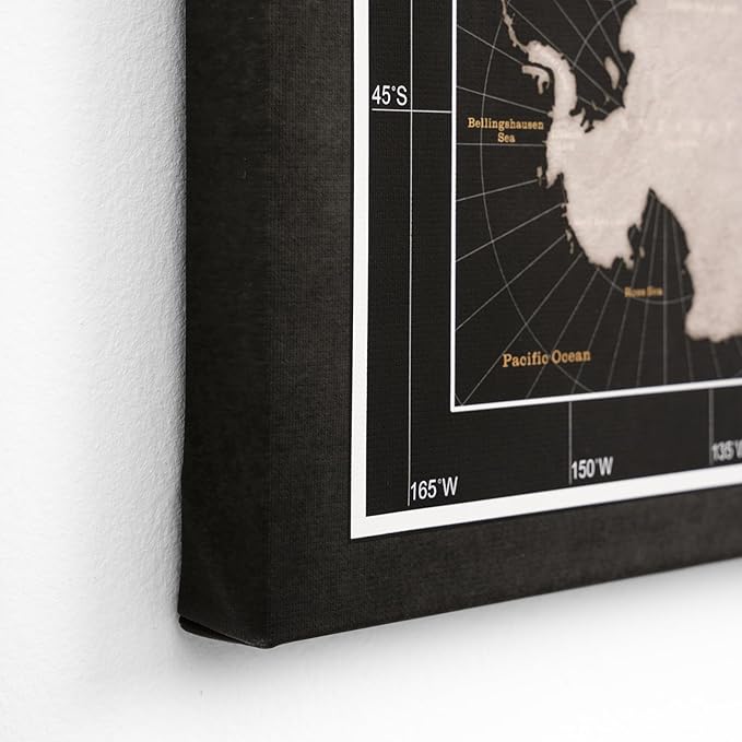 Canvas World Map with Cork Pin Board - English Lettering - Decorative Wall Decoration for All Rooms - Canvas Pictures with World Map Motif (90x60 cm, Pattern 6)