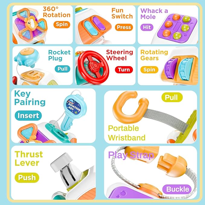 Busy Cube for Toddlers 2-3, Montessori Sensory Activities Busy Board Baby Gifts Infant Boys Girls Travel Toys Educational Learning