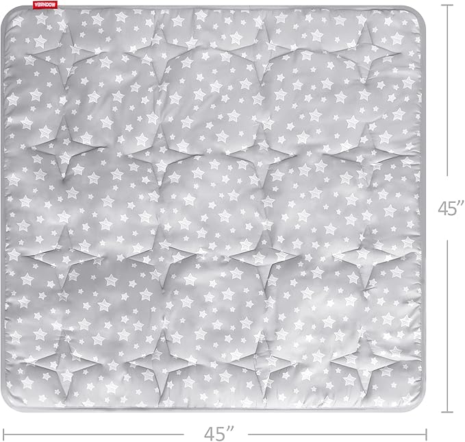 Moonsea Kids Play Mat for Indoor and Outdoor Playhouse Tent, Toddler Mat Pad Fitted for 47x47 Inch Kids Indoor and Outdoor Fun Playtime Tent, Star Print Baby Nursery Quilted Rug