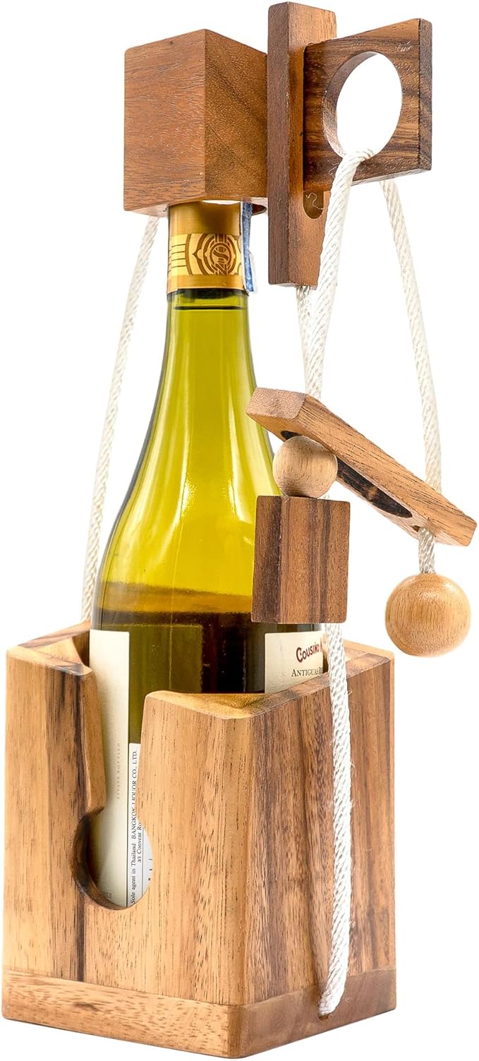 BSIRI Think for Bottle Puzzle - Challenging Brain Teaser and Bottle Holder Game, Functional Bottle Storage, Ideal Bottle Lover Gifts, Fun Gifts, Games, and Romantic Farmhouse Decor