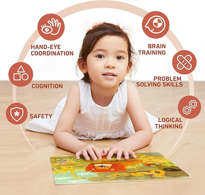 TOI Leveled Puzzles for Kids Aged 3 and Up, Toddler Puzzle Preschool Learning Jigsaw Puzzles, Large Pieces Educational Game for Boys Girls, Cognitive Story Step 3