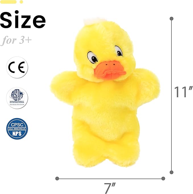 Easfan Duck Hand Puppet Plush Interactive Animal Toy for Role Play Storytelling Preschool Teaching Christmas Birthday Gifts for Kids Boys Girls Yellow, 11''