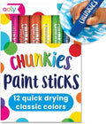 Ooly Chunkies 12 Mess Free Paint Sticks For Kids, Tempera Paint Sticks Kid Safe Colors, No Mess Quick Drying Art Supplies for Toddlers and Kids