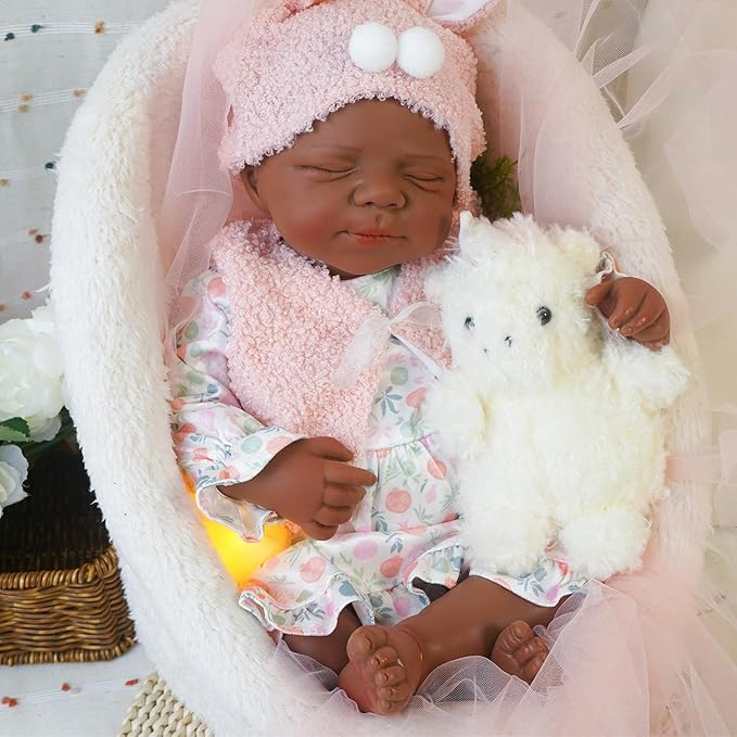 Reborn Baby Dolls Silicone Full Body 18.89in Weighted Real Life Closed-Eyes Girl Dolls Lifelike Newborn Baby Soft Body Flexible Limbs Not Vinyl