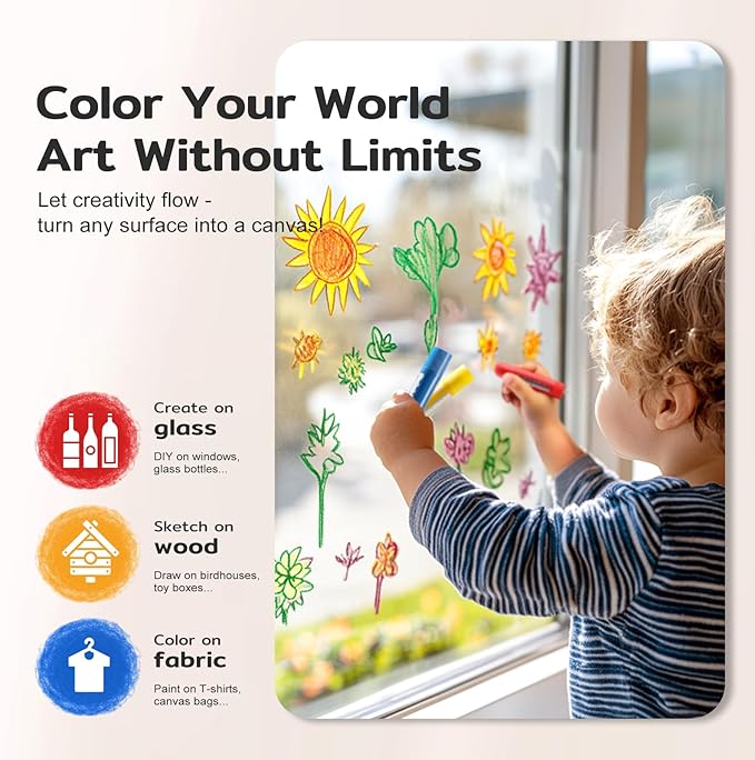 36 Colors Tempera Paint Sticks, No Mess, Quick-Drying & Non-Toxic Art Supplies, Easy-Grip for Toddlers and Kids, Works Great on Paper, Wood, Glass, Canvas, Gifts for Drawing on Various Objects