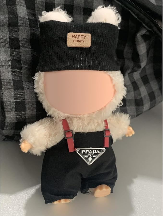 17cm Doll Clothes Set - Adorable Overalls & Hat Outfit for Fashion Dolls, Soft Cotton Cute Dress Up Accessories (Doll Not Included)