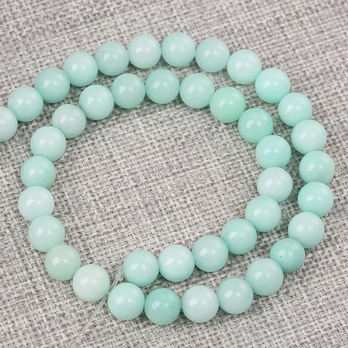 90PCS 8MM Natural Stone Amazonite Chalcedony Loose Beads for Jewelry Making DIY Bracelet Necklace 2 Strands